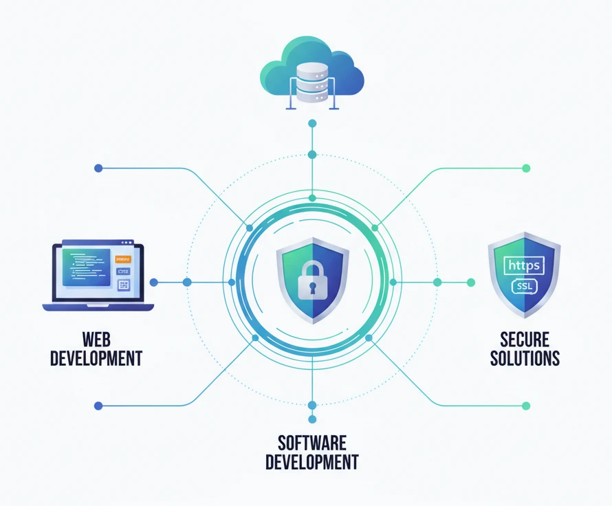 Enterprise web and software development architecture illustration