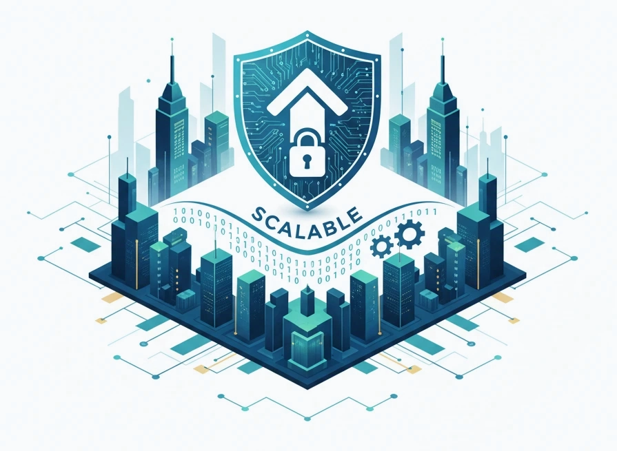 Secure and scalable software architecture illustration